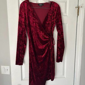 Red Velvet Wrap Dress